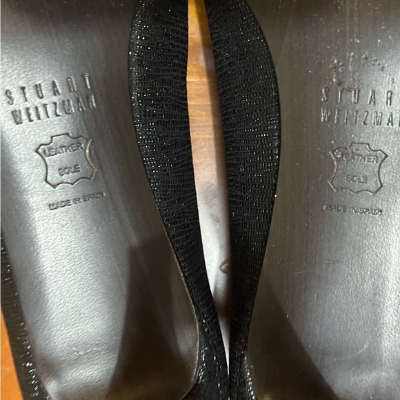 Stuart Weitzman Textured Saffiano Leather Black Heels Slip On Pump Size 7.5M - Picture 7 of 16